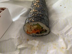 Takeaway (order in store only) tofu gimbap and chicken at Maru JaYeonSik Kimbap in Seoul