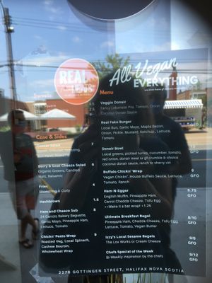 Menu at Real Fake Meats in Halifax
