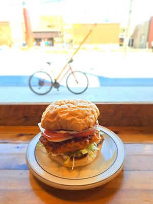 Buffalo Chickn Burger at Real Fake Meats in Halifax