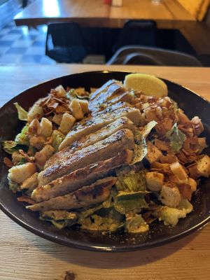 Chicken ceaser salad. Amazing!!!  #Veganuary at Real Fake Meats in Halifax