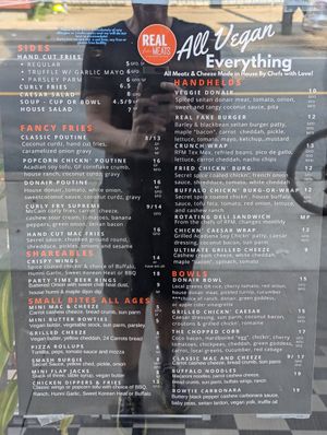 Menu at Real Fake Meats in Halifax
