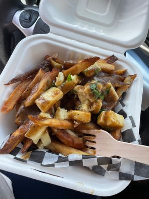 small Poutine to go at Real Fake Meats in Halifax