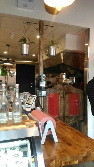 Saloon doors and old phone at Real Fake Meats in Halifax