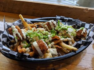 popcorn chick'n poutine at Real Fake Meats in Halifax