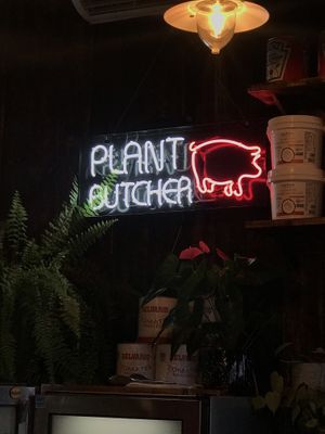 Neon sign  at Real Fake Meats in Halifax