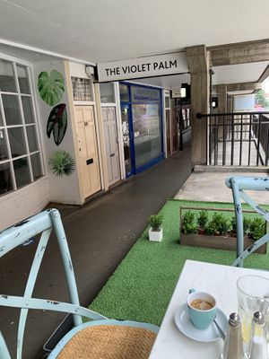 Outdoor seating on the Rows, great for people watching  at The Flower Cup in Chester