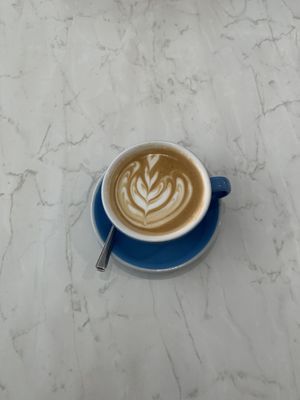 Latte with oat milk  at The Flower Cup in Chester