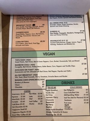 Vegan selection at The Flower Cup in Chester