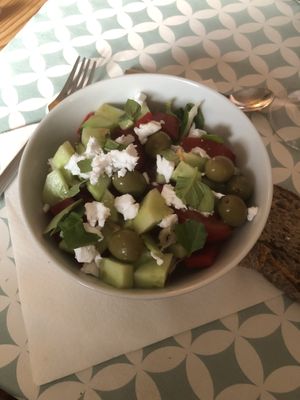vegan organic goat cheese salad   at La Beuratte in Cornimont