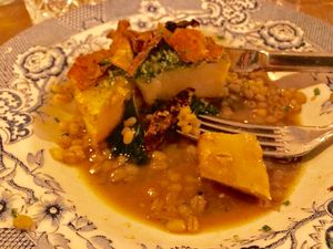 Celeriac and pearl barley (also partially eaten, sorry?) at Brasserie Uno in Zermatt