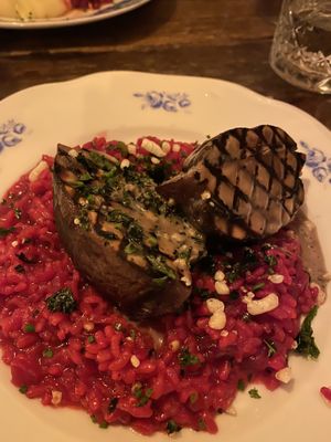 Vegan steak (celery and portobello mushroom) at Brasserie Uno in Zermatt