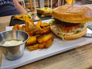 Vegan burger at La Buena Vida in Granada