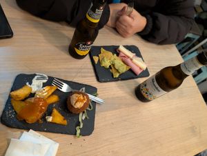 (bottom) falafel with potatoes, yum! at La Buena Vida in Granada