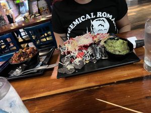 Vegan supreme nachos (deconstructed per our request lol)  at Bit Bar in Salem