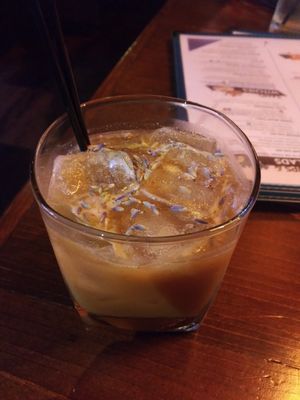 Lavender coffee with coconut cream at Bit Bar in Salem