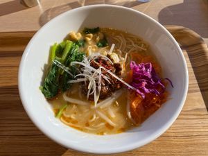 White sesame ramen for breakfast at NRT - T's Tantan - T2 in Narita
