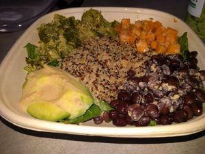 Energy bowl: sweet potato, spinach, quinoa, choice of 3 toppings at Thrive in Hampstead