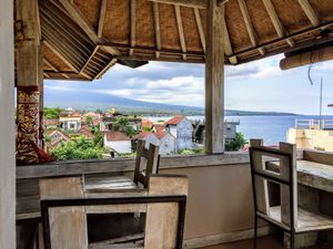 Volcano/sunset view seating at The Cup Resto in Abang