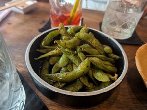 Sauteed edamame at Yamamoto in Cancun
