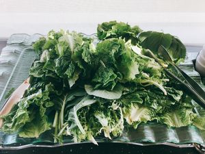 Green leaves for your 쌈(ssam)  at Sangrokwon Chaesikdang in Seoul