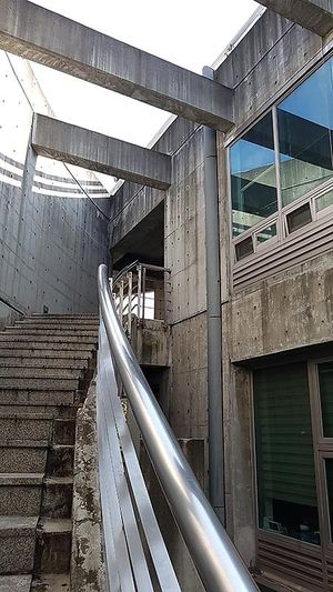 Stairs leading towards the restaurant at Sangrokwon Chaesikdang in Seoul