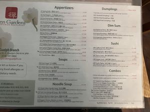Menu  at Zen Gardens - Guelph in Guelph