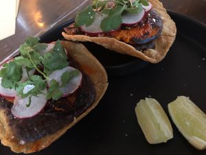 Two sweet potato tostadas at Comune in Columbus
