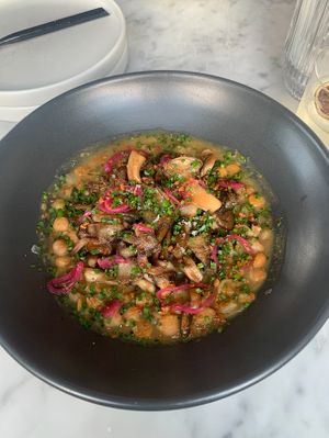 (Don’t remember the name) mushroom and chickpea stew and pickled onions  at Comune in Columbus