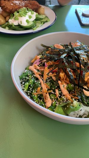 bowl and cutlet  at Veganda in Warsaw