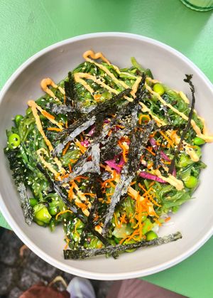 Poke Bowl with avocado and seaweed salad 🌱🥑 at Veganda in Warsaw