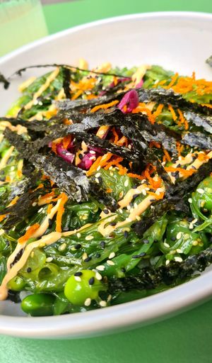 Poke Bowl with avocado and seaweed salad 🌱🥑 at Veganda in Warsaw