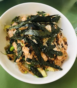 Bowl with tempura at Veganda in Warsaw