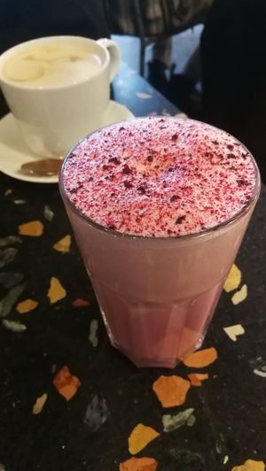 Rose latte 😍😍💗 at Veganda in Warsaw