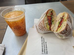 Josephine at Bagelstein in Geneva