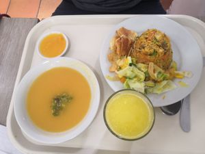 Pumpkin soup and paella at Nutricentro El Vegetariano in Cali