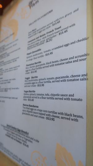 Menu  at Café Mambo in Paia