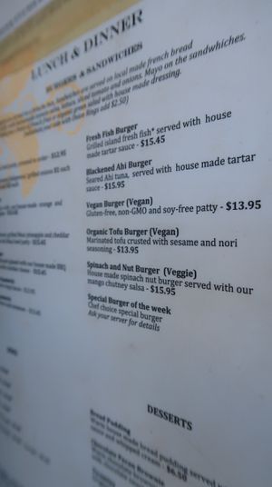 Menu  at Café Mambo in Paia