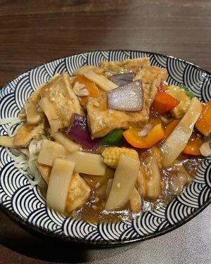 Veg and tofu yakisoba noodles  at Umai Mi in Newcastle Upon Tyne