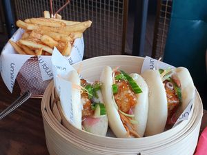 Tofu Bao Buns with Fries at Umai Mi in Newcastle Upon Tyne