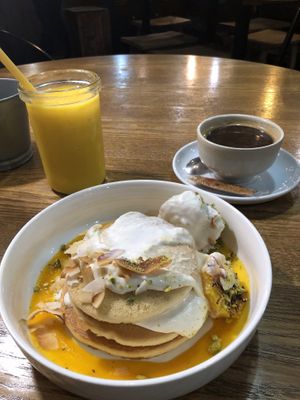 Vegan pancakes  at Hammock Juice Station in Barcelona
