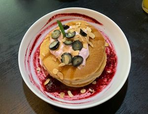 Vegan pancakes   at Hammock Juice Station in Barcelona