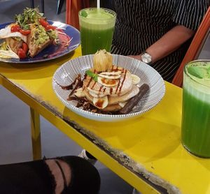 Vegan American pancakes! ❤️ at Hammock Juice Station in Barcelona