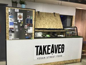The stall, closed at the time.  No hours posted at Take A Veg in Dublin