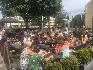 Outdoor seating at The Five Swans in Newcastle Upon Tyne