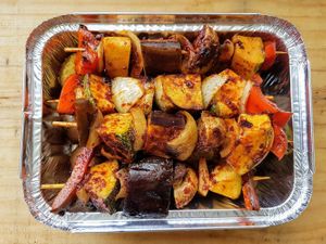 Salvado con unas Champibrochetas! #Ñam at Veganika in Lima