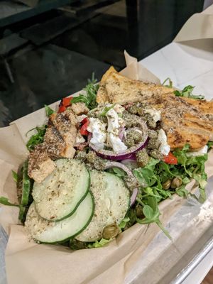 Greek salad at VegOut in Bethlehem