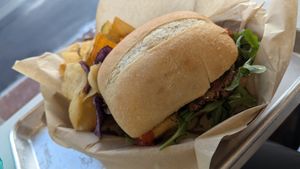 Pizza burger special for this week at VegOut in Bethlehem