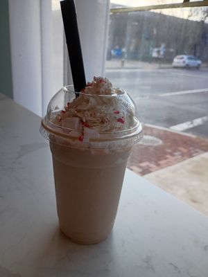 Frozen Hot Chocolate (w/  marshmallows and crushed candy cane) at VegOut in Bethlehem