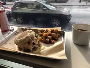 Sausange egg and cheese at VegOut in Bethlehem