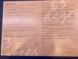 August 2025 menu  at 63 Degrees in Geelong West